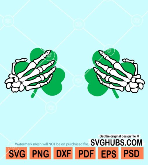 Skeleton hands with clover svg