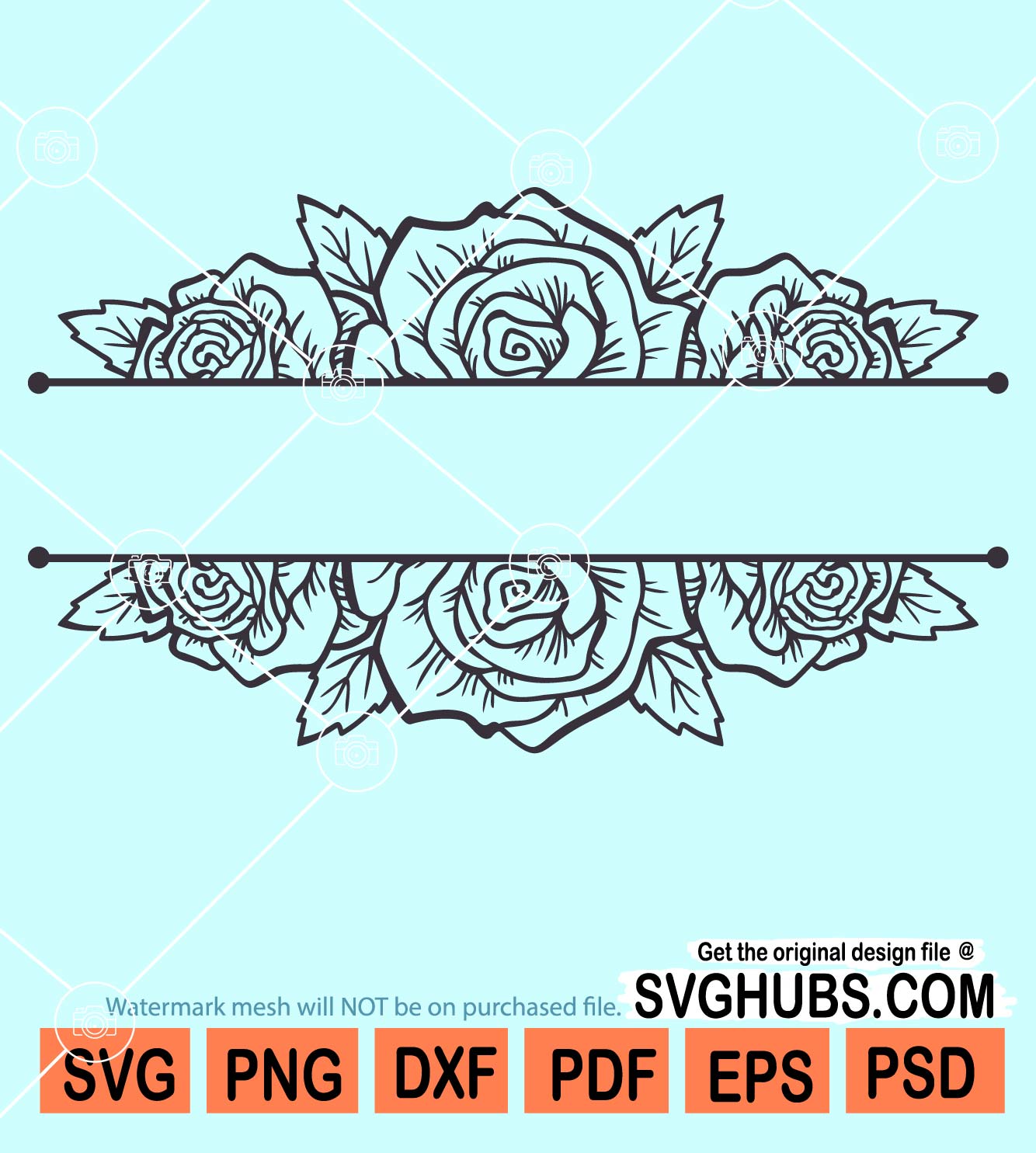Floral Split Monogram, Flower Border SVG, Flower Monogram