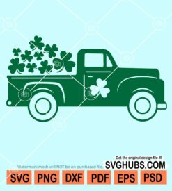 St. Patrick's truck with clovers svg