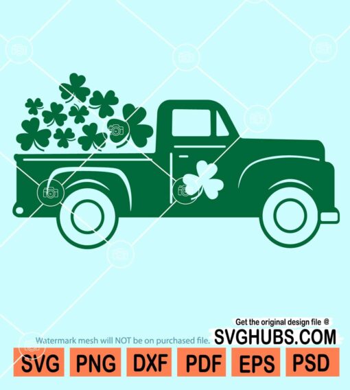 St. Patrick's truck with clovers svg