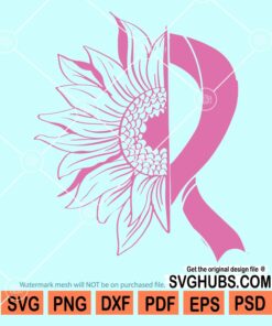 Sunflower pink ribbon svg