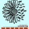 Sunflower with dragon flies svg