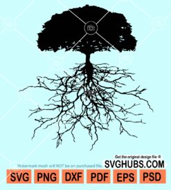 Tree with roots silhouette svg