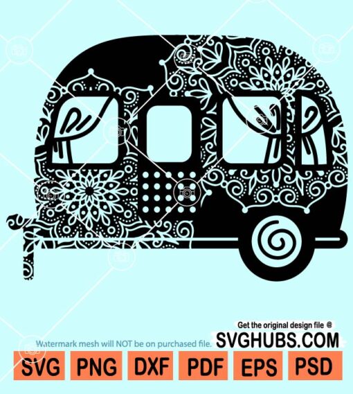 Zentangle camp trailer svg