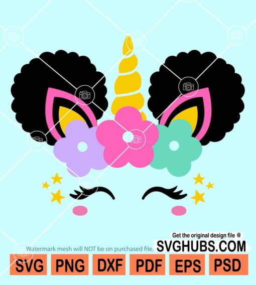 Afro puff unicorn svg