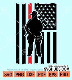 America firefighter red line flag svg
