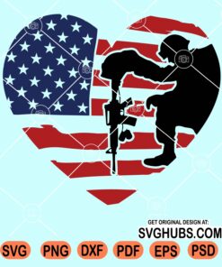 American flag heart with soldier svg