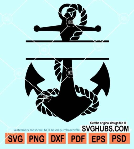 Anchor with rope split monogram svg