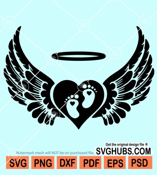 Angel Wings with Baby Footprint svg
