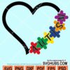 Autism heart with puzzle pieces svg