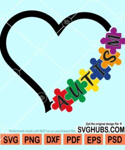Autism heart with puzzle pieces svg