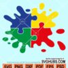 Autism puzzle pieces ink splatter svg