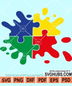 Autism puzzle pieces ink splatter svg