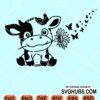 Baby cow sunflower with butterflies svg