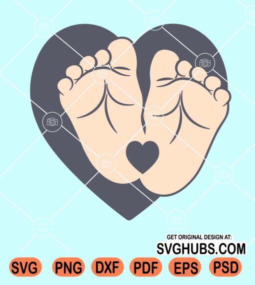 Baby feet love heart svg