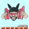 Bad bunny head with shoes on ears svg