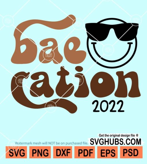 Baecation 2022 retro with smiley face svg