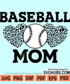 Baseball mom with leopard print hearts svg