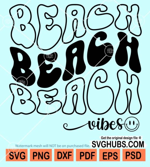 Beach vibes wavy letters svg