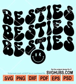 Besties wavy letters svg