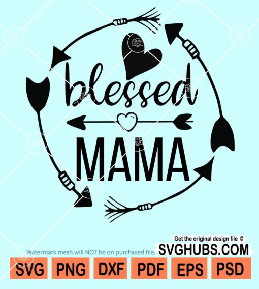 Blessed mom arrow wreath svg