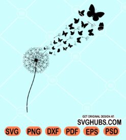 Blowing Dandelions with butterflies svg