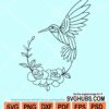Botanical circle frame with Hummingbird Svg