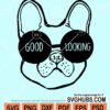 Bulldog head with good looking sunglasses svg