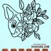 Bulldog with floral crown svg