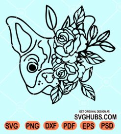 Bulldog with floral crown svg