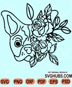 Bulldog with floral crown svg