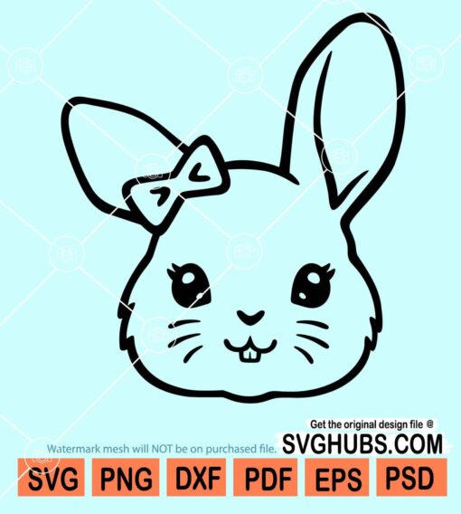 Bunny head with bow svg