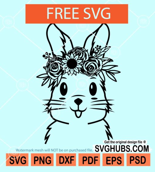 Bunny with flowers svg free
