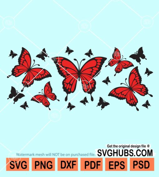 Butterflies libbey can glass wrap svg