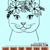 Cat floral crown svg