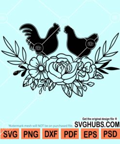 Chicken and rooster floral svg