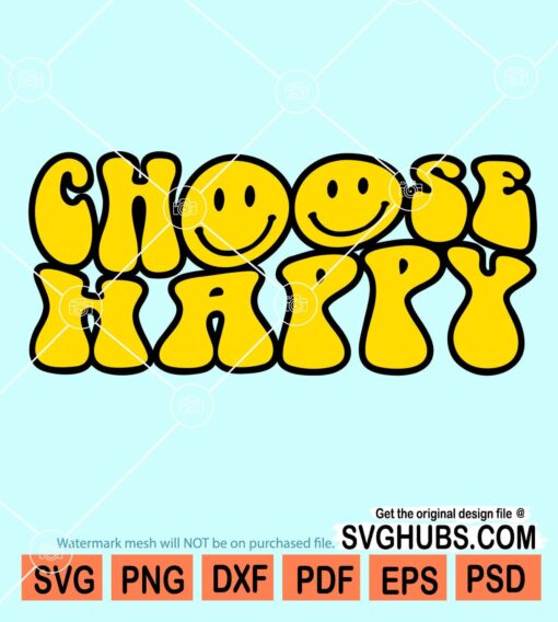 Choose happy wavy letters smiley faces svg