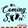 Coming soon baby footprints svg