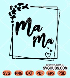 Cow print mama square frame svg