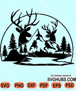 Deer and mountains svg