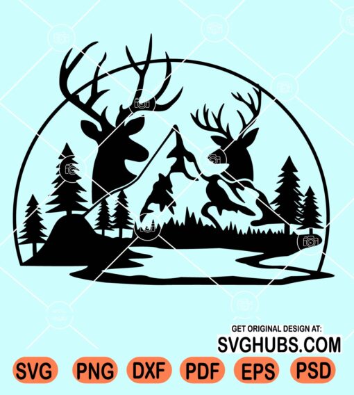 Deer and mountains svg