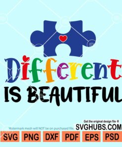 Different is beautiful Autism awareness puzzle svg