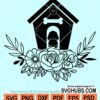 Dog house with flowers svg