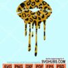Dripping leopard print lips svg