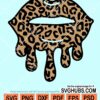 Dripping lips leopard print svg