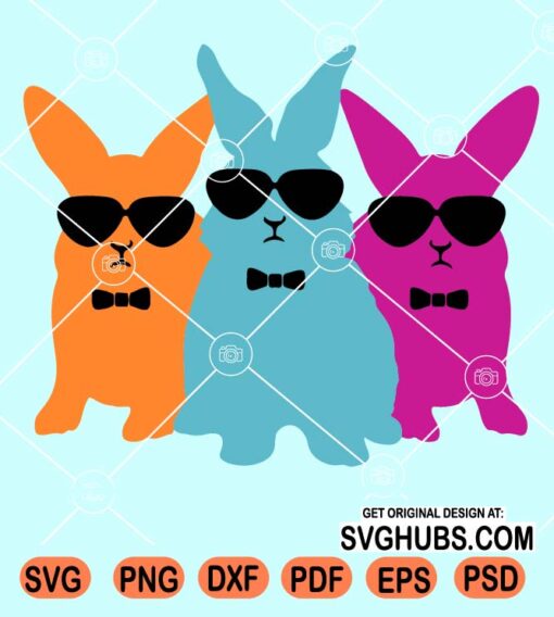 Easter bunnies with sunglasses svg