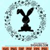 Easter bunny floral wreath svg