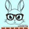 Easter bunny head with leopard print sunglasses svg
