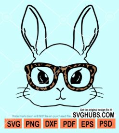 Easter bunny head with leopard print sunglasses svg