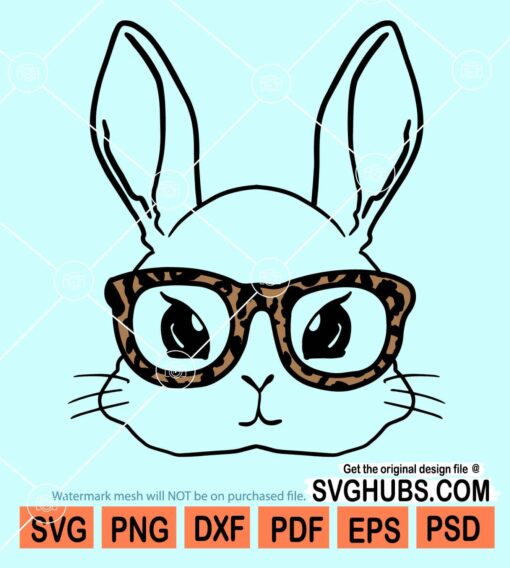 Easter bunny head with leopard print sunglasses svg